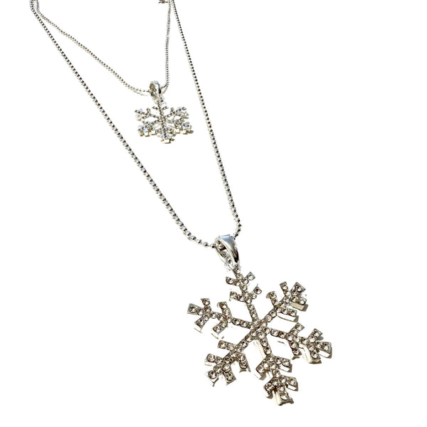 snowflake necklace, double snowflake, new york necklace, unique holiday gifts for women