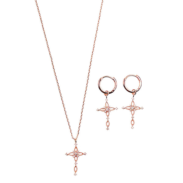 filigree cross necklace earrings set cross jewelry