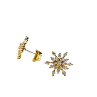 Delicate Snowflake Earrings Studs - silver gold rose gold plated