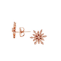 Delicate Snowflake Earrings Studs - silver gold rose gold plated