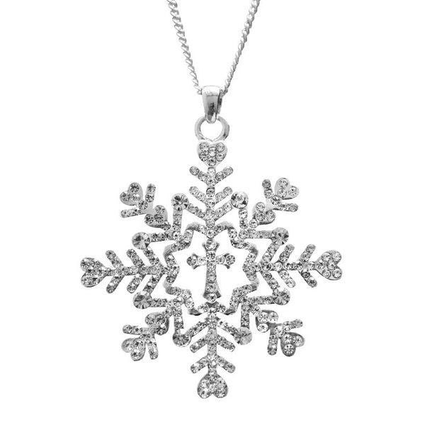 Snowflake Necklace Cross Large