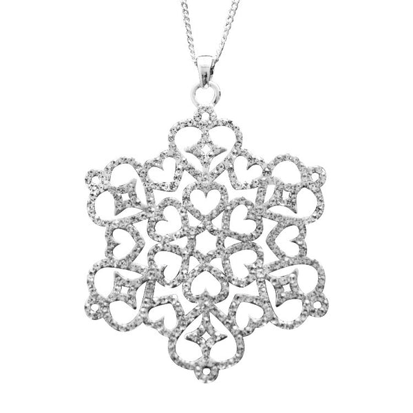 Snowflake Necklace Hearts